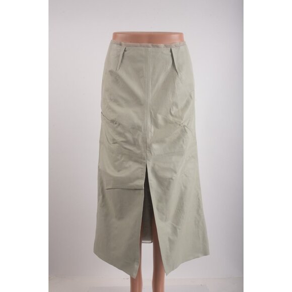 Zara Womans Skirt Size M Green Leather Silk Lining Limited ed 6098/995 DEFECT - Picture 1 of 8